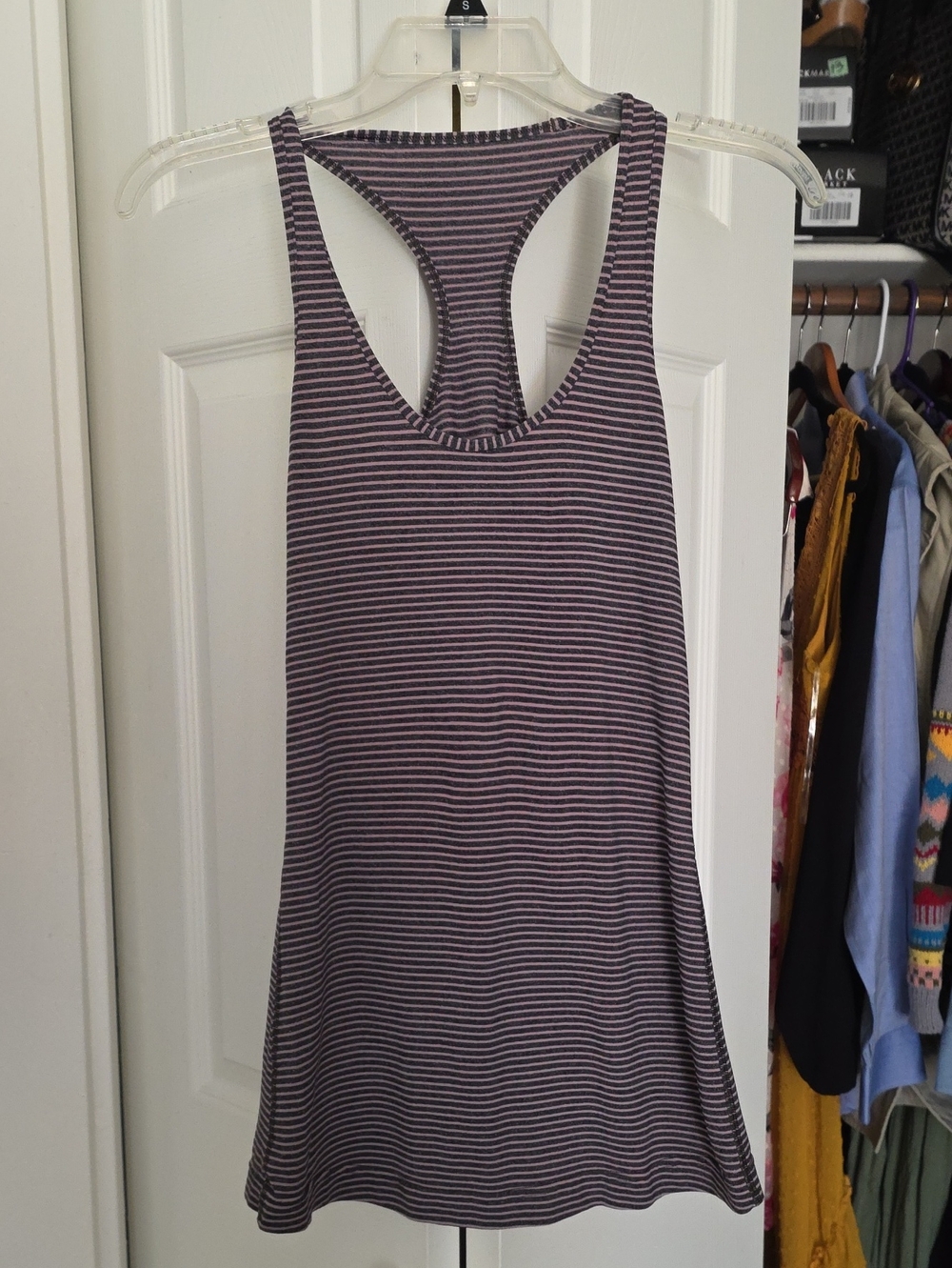 lululemon athletica Purple and White Striped Racerback Tank